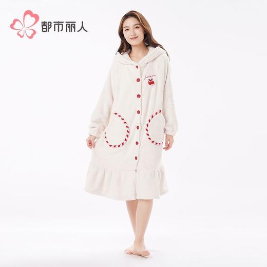 都市丽人睡衣女士睡衣美舒绒睡衣女士家居服法兰绒单件袍LHH7B3 商品图1