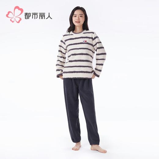 都市丽人睡衣男女可穿果粒绒睡衣家居服长袖长裤法兰绒套装LHH2P9 商品图1