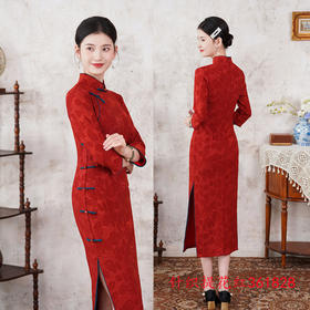 SKY 361828针织提花旗袍复古国风