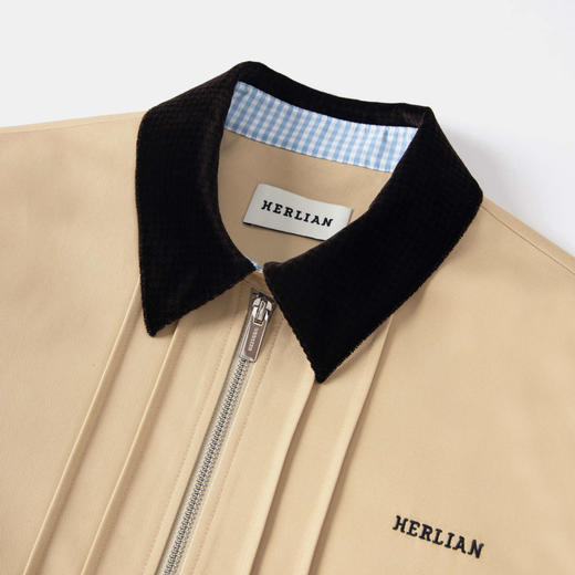 HERLIAN2025年秋季新品女士格纹拼接撞色翻领工装夹克外套 商品图3