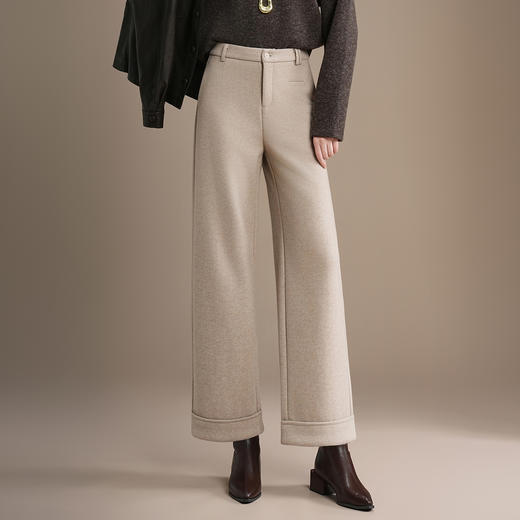 QYM 5281-Y毛呢阔腿裤妈妈装宽松休闲裤气质直筒裤 商品图2
