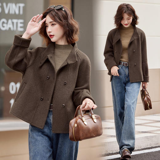 小香风纯手工缝制，双面毛呢短款外套HR-ZYQQ28 商品图0