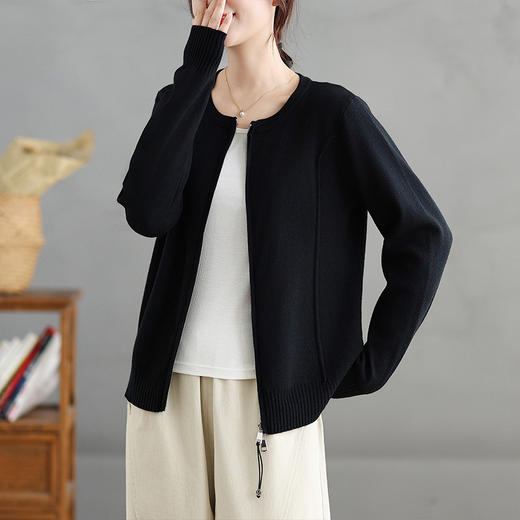 GYH 9250简约开衫拉链针织宽松外穿显瘦外套女 商品图2