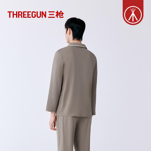 Threegun三枪 丝感棉翻领开襟男士家居套-T80086D02 商品图4