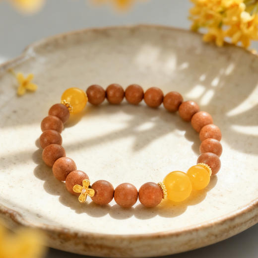 热卖！美哭了！戚龙珠 灵珠富贵双全系列合香珠手串 黄玛瑙+六种香材 非遗工艺 商品图1