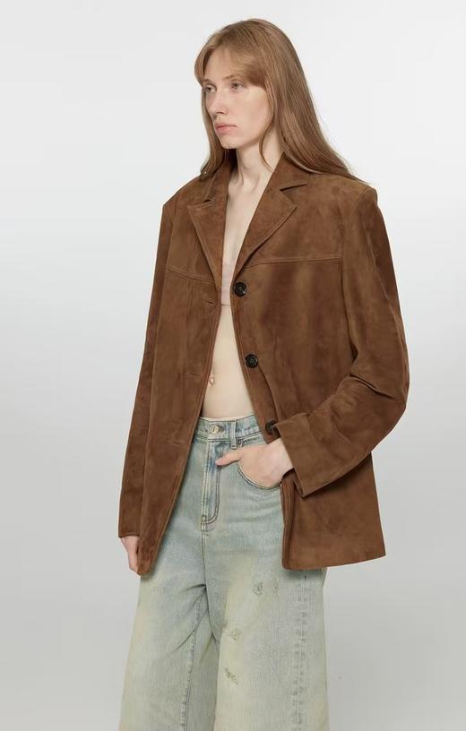 复古麂皮西装外套闲宽松高级感美拉德大衣 商品图7