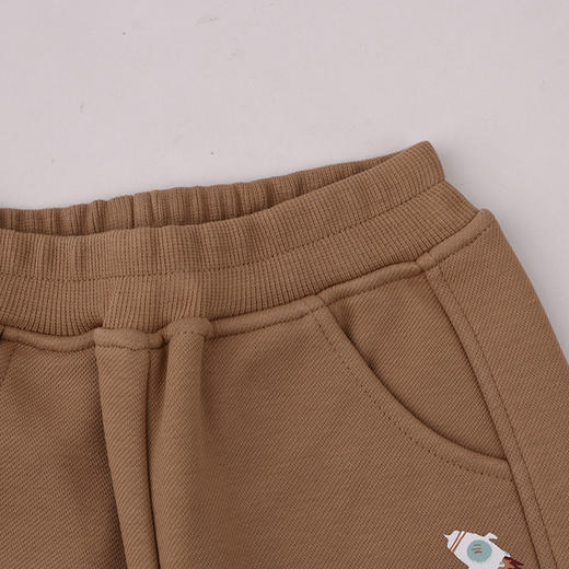 棉果果冬季新品男童卡其色涤丝纺复合绒保暖加厚针织加绒长裤M412200425756 商品图2