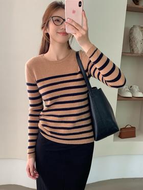 YS1735-拼色条纹长袖上衣【Hera&Song】