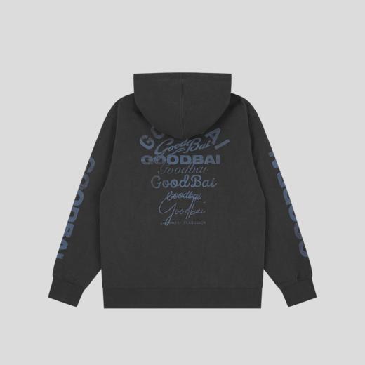 GOODBAI撞色花体logo做旧印花宽松连帽卫衣 商品图4