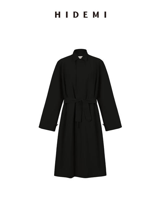 HIDEMI极简西装翻领形经典款风衣 黑色/米白色 商品图7