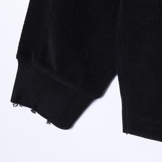 55227SDSA男士秋冬新款痞帅男装潮牌磨破不规则纯色圆领卫衣百搭时尚 商品图4