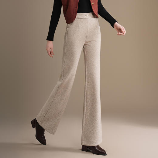 QYM 5271-Y毛呢微喇裤休闲裤时尚高腰宽松 商品图2
