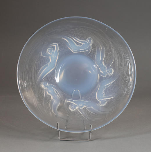 独角鹿西洋古董1921年法国顶级水晶工坊莱俪LALIQUE设计出品「ONDINES 水之精灵」主题欧泊水晶碗及浅口盘 商品图5