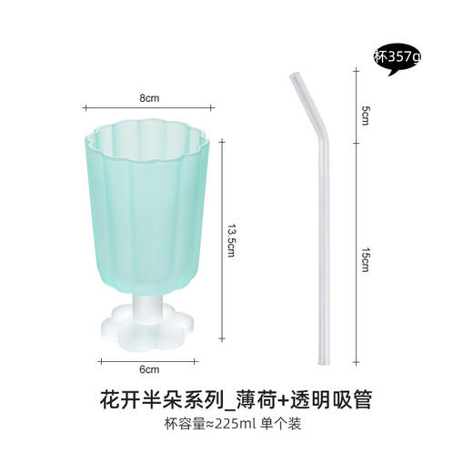 【景德镇精选花开玻璃杯】中古拼色高脚玻璃杯ins风高颜值花朵香槟红酒冰淇淋冷饮喝水杯子 商品图7