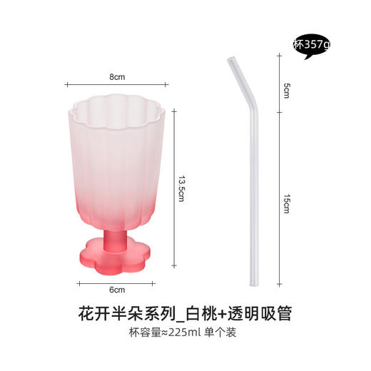 【景德镇精选花开玻璃杯】中古拼色高脚玻璃杯ins风高颜值花朵香槟红酒冰淇淋冷饮喝水杯子 商品图6