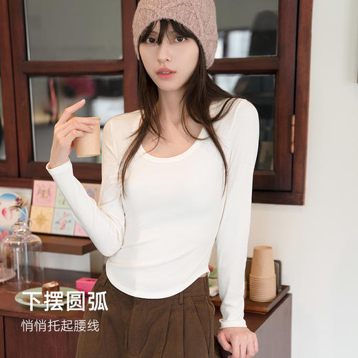靴下物【纸片人】绵羊毛面料打底衫女长袖秋冬轻薄保暖显瘦上衣 商品图2