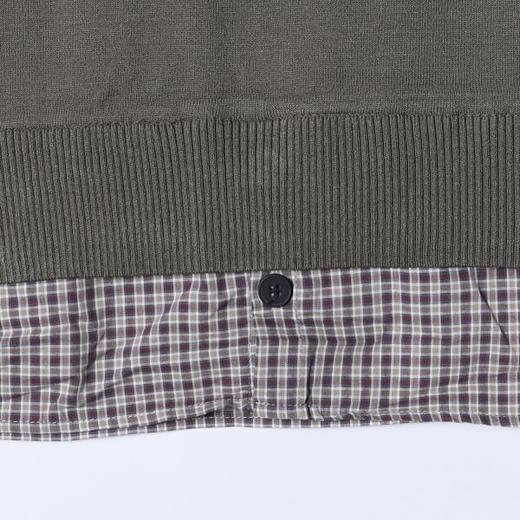 51165SDSA秋冬新款痞帅男装韩版拼接撞色假两件针织毛衣复古翻领上衣 商品图3