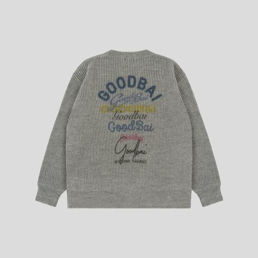 GOODBAI 宽松圆领含绵羊毛多色logo印花毛衣 商品图2