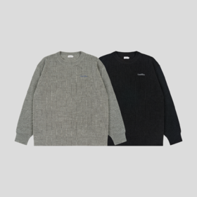 GOODBAI 宽松圆领含绵羊毛多色logo印花毛衣