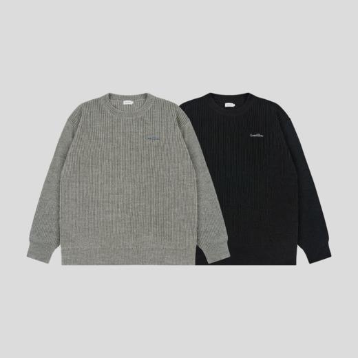 GOODBAI 宽松圆领含绵羊毛多色logo印花毛衣 商品图0