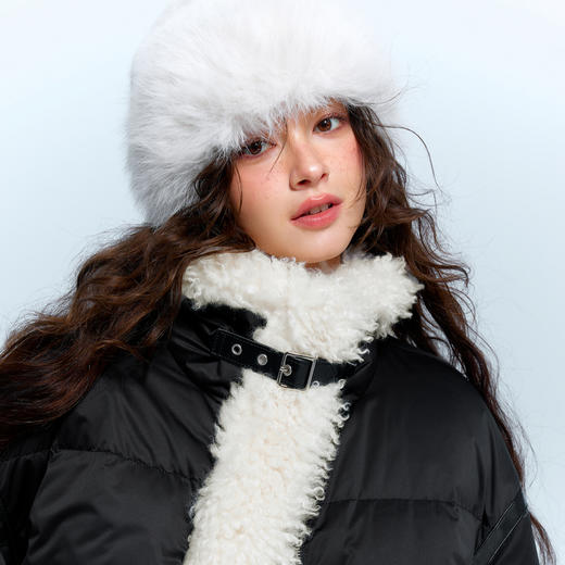 三彩独醒2025冬季新款中长羽绒服毛绒拼接90白鸭绒外套甜酷F 商品图2