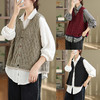 GYH 9253拼色马甲开衫扣子宽松针织复古上衣 商品缩略图0