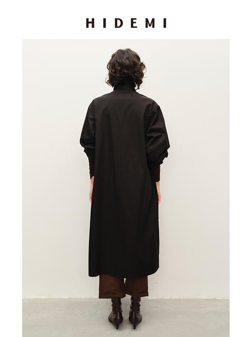 HIDEMI 极简大廓形青果领翻领式宽松长款都市感风衣 商品图3