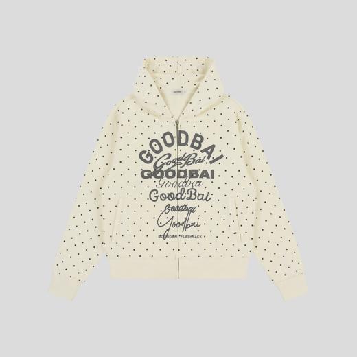GOODBAI 宽松组合logo印花波点连帽拉链卫衣夹克 商品图1