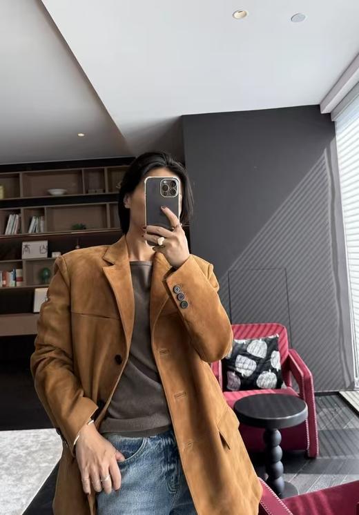 复古麂皮西装外套闲宽松高级感美拉德大衣 商品图3