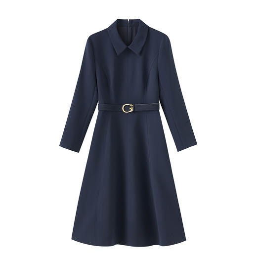 「高货wl」全新升级【铂金会员339/天猫459/差价120】(65825)洛诗琳法式简约小香风连衣裙2025秋季通勤翻领收腰A字裙女 商品图4