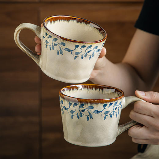 【买1送1！跨境出口陶瓷水杯】漂亮喝水杯子复古花卉马克杯办公室咖啡杯陶瓷杯女士茶杯跨境出口 商品图5