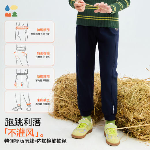 【儿童软壳束口裤】森林棠25冬季新款儿童瘦版保暖束脚运动裤61082511 商品图1