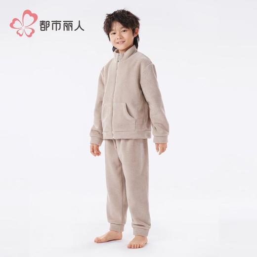 都市丽人睡衣男童女童果粒绒家居服长袖长裤童装摇粒绒套装JHH9C4 商品图5