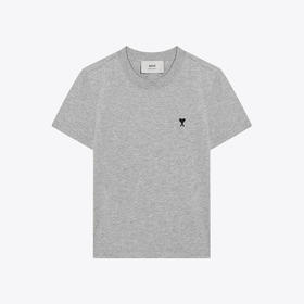 AMI 女士心形徽标刺绣嵌花棉质圆领短袖T恤 灰色 FTS347 724 0951