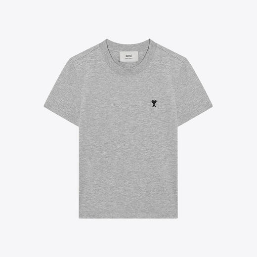 AMI 女士心形徽标刺绣嵌花棉质圆领短袖T恤 灰色 FTS347 724 0951 商品图0