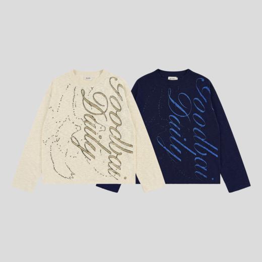 GOODBAI 宽松圆领做旧鸽子logo印花毛衣 商品图0