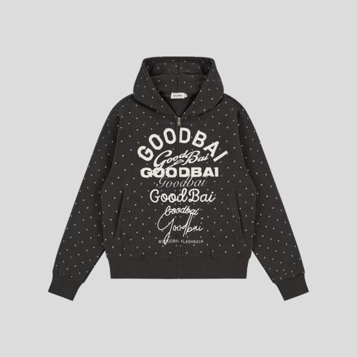 GOODBAI 宽松组合logo印花波点连帽拉链卫衣夹克 商品图3