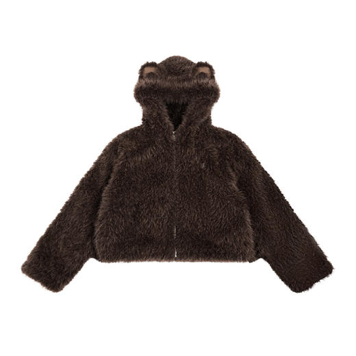 FDR官方店 辣妹连帽耳朵毛毛外套女款秋冬加厚羊羔毛拉链开衫上衣 商品图4