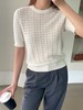 YS1782-钩花镂空短袖针织衫上衣【Hera&Song】 商品缩略图0