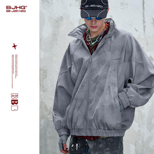 BJHG不计后果复古立领夹克外套男款秋季美式潮牌休闲运动情侣上衣 商品图0