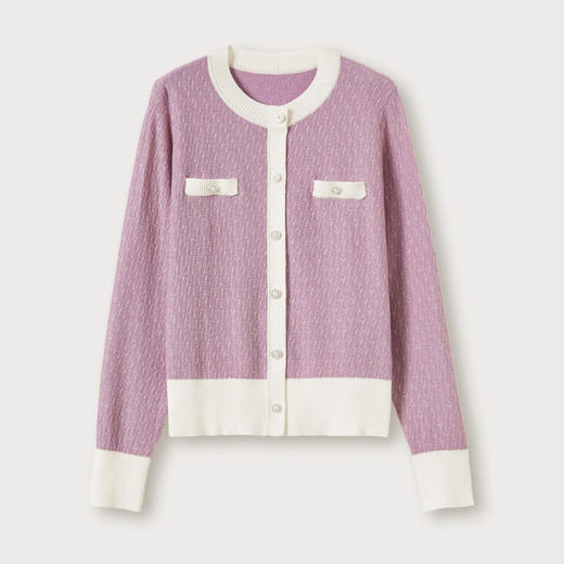 「自」全新升级【铂金会员330/天猫449/差价119】(73641)洛诗琳法式小香风拼接羊毛开衫2025秋季高级感针织外套女 商品图4