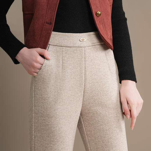 QYM 5271-Y毛呢微喇裤休闲裤时尚高腰宽松 商品图3