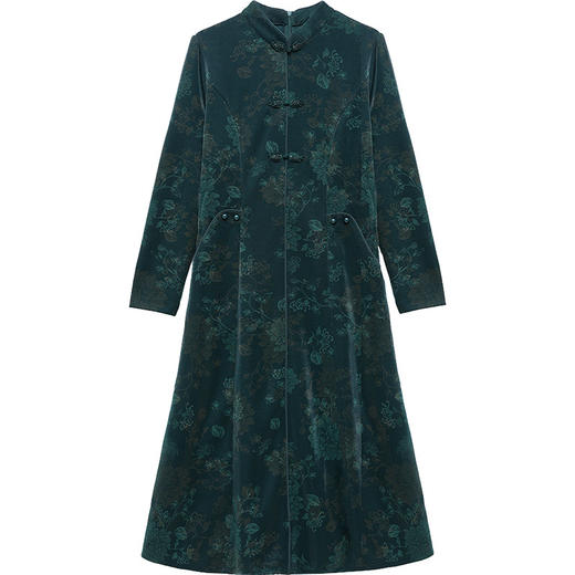 QYM 1315C521-Y妈妈印花大码连衣裙气质修身改良旗袍裙 商品图4