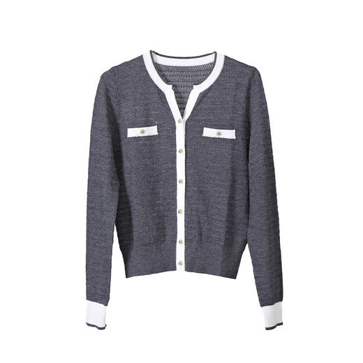 「自」全新升级【铂金会员247/天猫329/差价82】(71343)洛诗琳新款气质V领镂空开衫2025秋季简约百搭针织开衫外套 商品图4