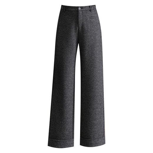 QYM 5281-Y毛呢阔腿裤妈妈装宽松休闲裤气质直筒裤 商品图4