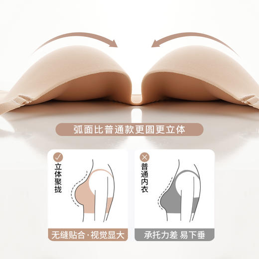 【小胸聚拢显大】无痕粉底液内衣女加厚馒头杯聚拢不空杯无钢圈笙歌雨落 商品图3