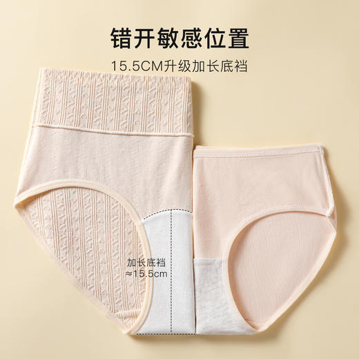 【10A抑菌 加长纯棉裆】4条装内裤女大码高腰收腹舒适不夹臀C09浮雕旋纹内裤 商品图3