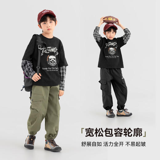 【件件底价，童装双倍积分】多多家男童休闲裤户外山系2025春秋新款儿童印花男孩大口袋裤子潮10807 商品图1