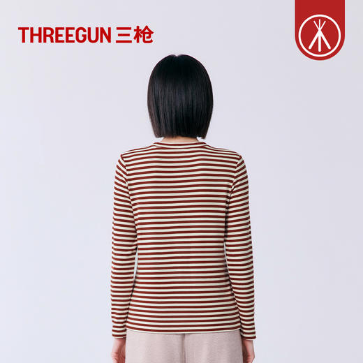Threegun三枪 雪绒花彩条圆领女衫-T20081A01 商品图3