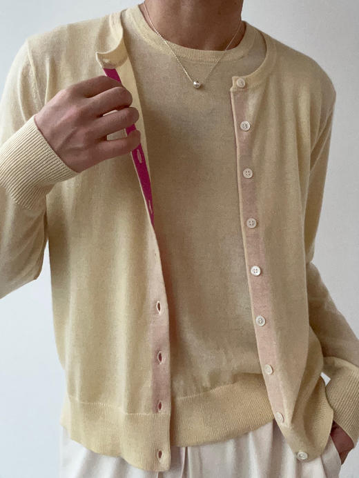 Puree｜#1979 Petite Cardigan 精纺羊绒开衫 [  黄 / 灰 / 蓝 / 米粉 ] 商品图1